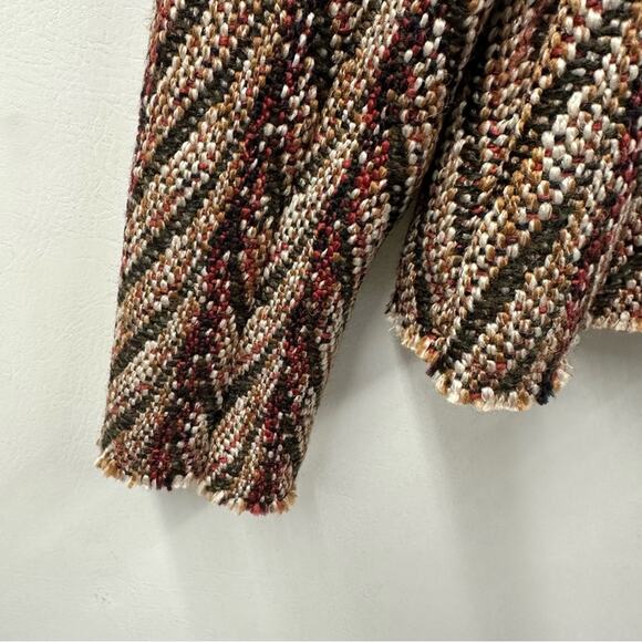 Bob Timberlake Womens Wool Blend Jacquard Tweed Moto Jacket Coat Size L - Picture 5 of 11